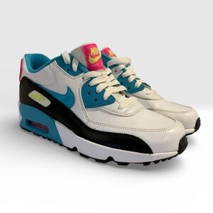 Nike Air Max 90 - White/Teal/Black/Pink - Size 6Y